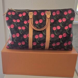 Louis Vuitton Keepall 45 Takashi Murakami Cerises Cherry Monogram Travel Bag